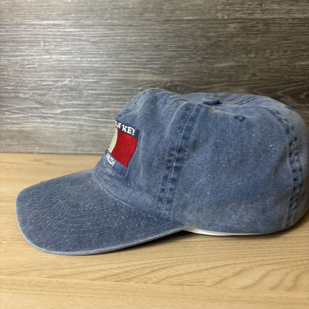 Longboat Key Florida Hat Cap Strap Back Blue Red White Embroidered Patch Mens